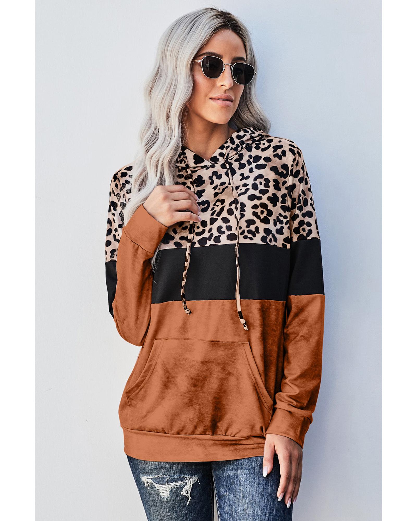 

Azura Exchange Толстовка с капюшоном Leopard Tie Dye Colorblock XL оранжевый