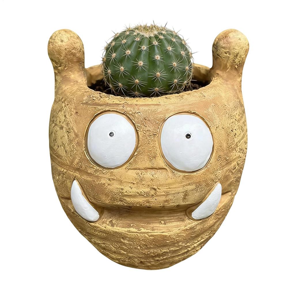 Funny Expression Flower Pot Cute Facial Expression Modern Resin Desk Decor Cactus Planter Funny Pots For Office Decoration