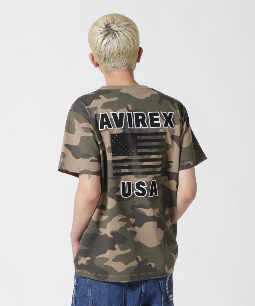 AVIREX STAR SPANGLED BANNER S/S CREW NECK T-SHIRT 783-7134086 men's 2XL olive camo