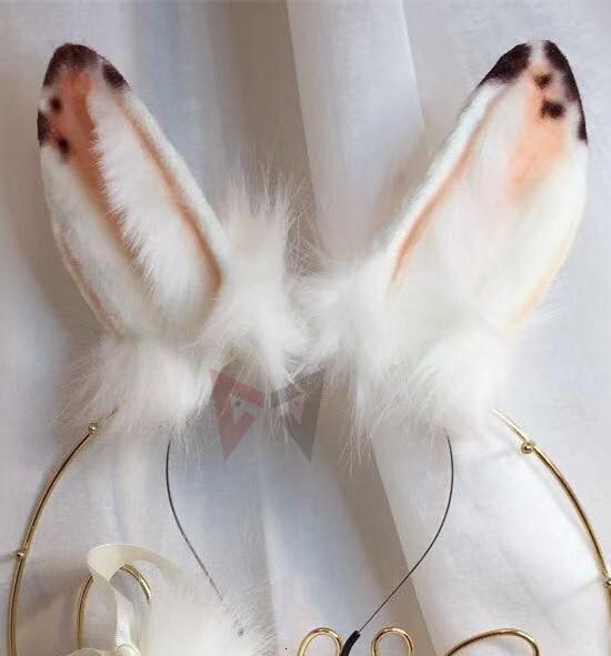 Speckle Rabbit Ears Headband White Tail  Pet Play Cosplay Hair Accessories