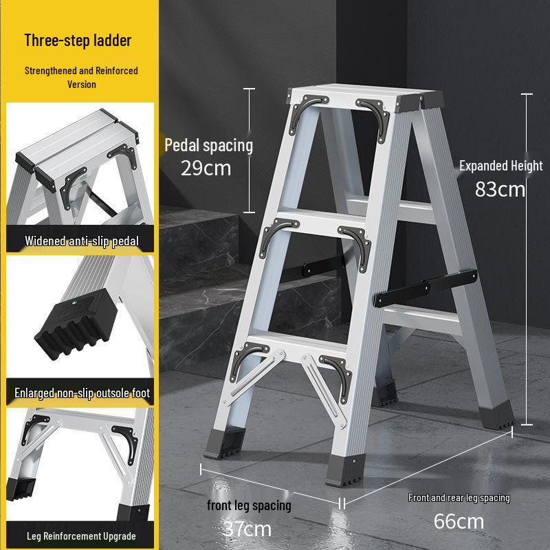 Heavy-Duty Aluminum Folding Ladder: Indoor/Outdoor Telescopic, Double-Sided, Portable.