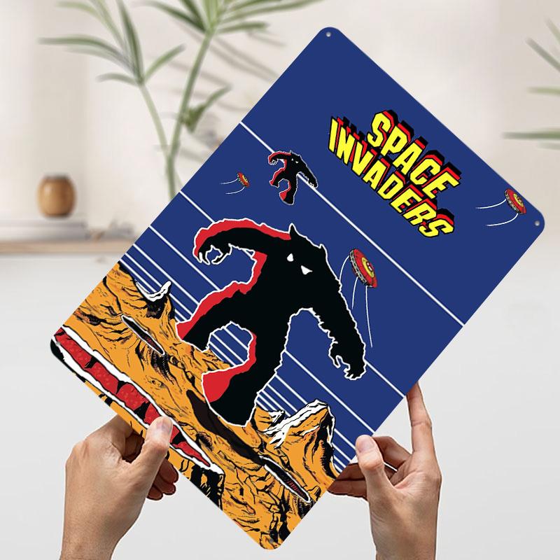 

Space Invaders Printed Poster Customized Wall Art Retro Vintage Metal Tin Signs for Decoration Garage Decorations Wand Deko Room 7.9x11.8In(20x30cm)