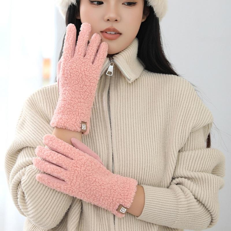 Thermals Gloves For Women Soft Faux Shearling Lined Winter Gloves Cold Weather Outdoor Activity Cycling Skiing