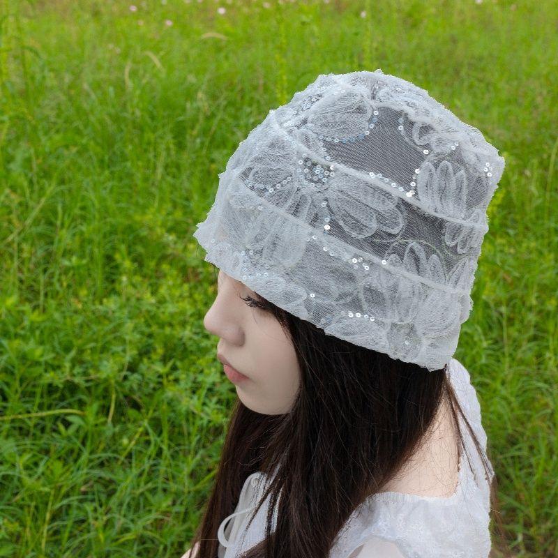 Pastoral Style Lace Hollow Breathable Turban Summer Versatile Thin Sweet Flower Fashion Fairy Hat