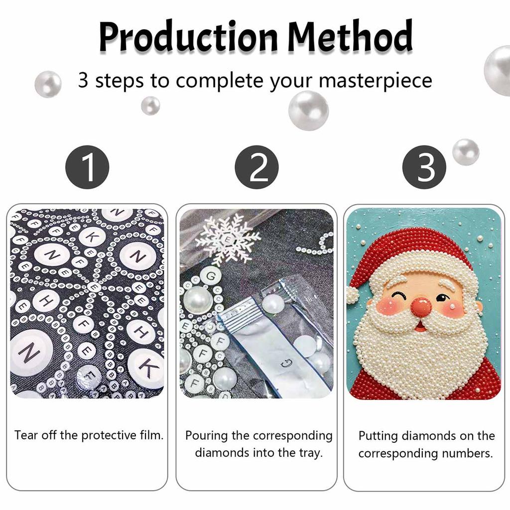 DIY Frameless Pearl Painting Kit Festive Santa Claus Cozy Home Decor 3D Shiny Bead Art Canvas Relaxing Craft Gift for Adults