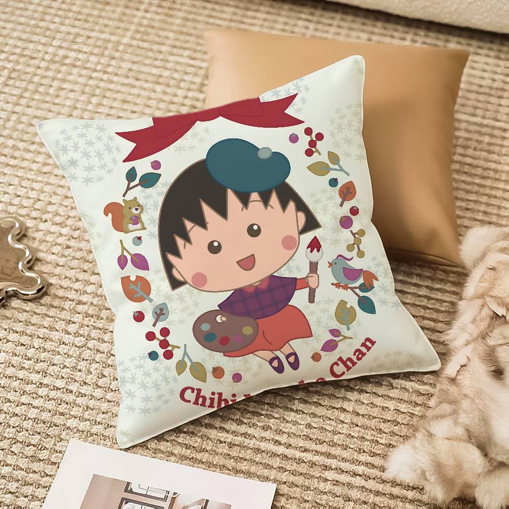 Chibi Ma-maru-ko-chan Pillow Case Anti-dustmite Invisible Zipper Sofa Bed