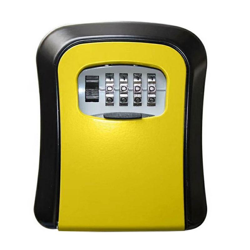 4-Digit Combination Key Lock Box, Waterproof and Secure, Yellow