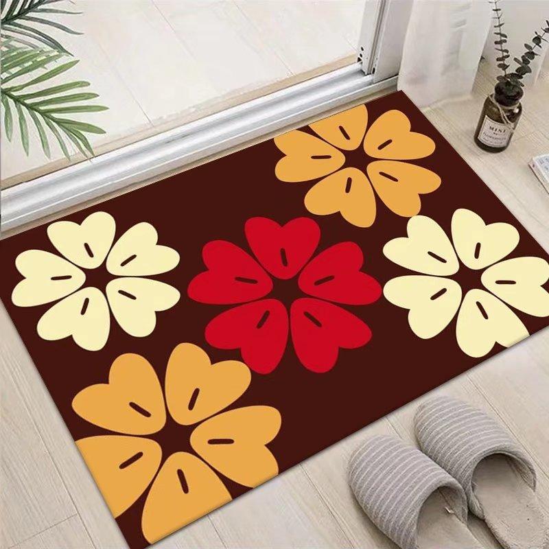 Entrance Door Carpet Floor Mat Home Bedroom Bedside Carpet Printed Carpet Plant Pattern Entrance Foot Mat