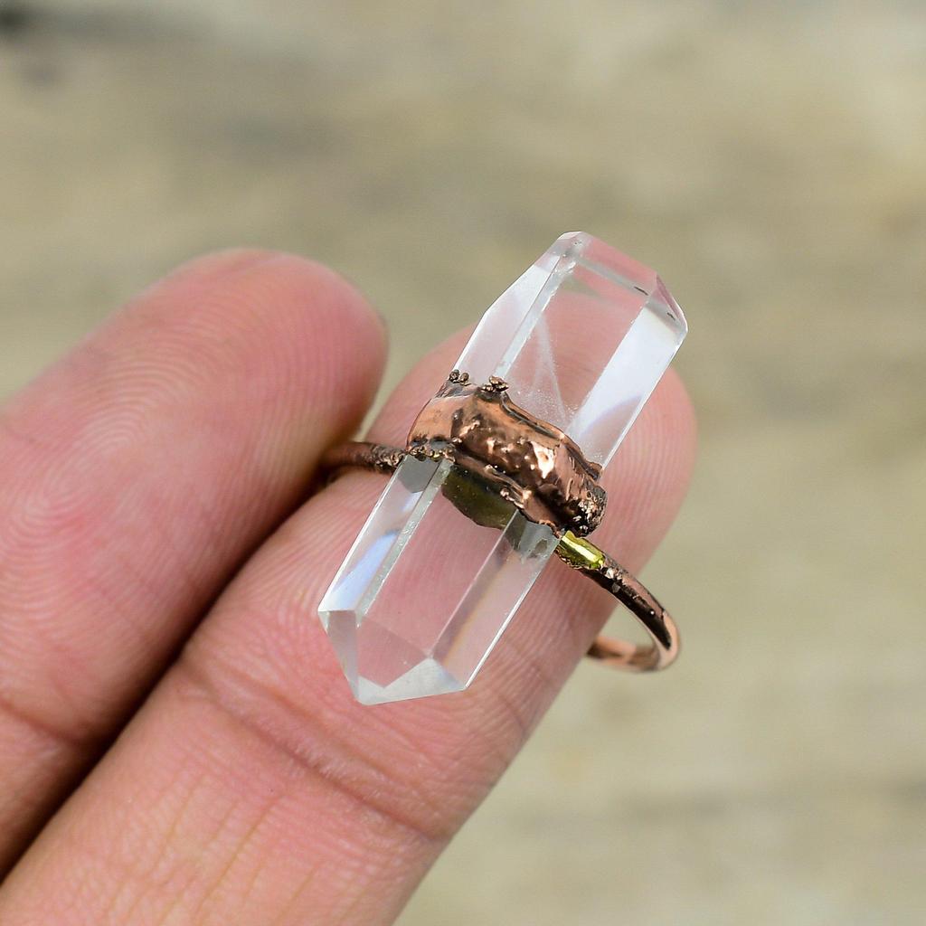 Crystal Ring Electroformed Copper Ring Gemstone Jewelry Adjustable Ring Unique Ring Handmade Copper Jewelry Gifts For Mom Latest Design Ring