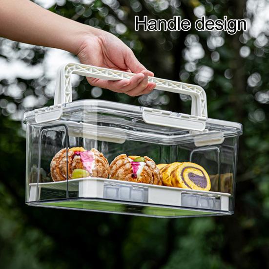 Food Storage Box Snack Box Container with Lid Large Capacity BPA Free Transparent Design Easy to Clean Divided Serving Tray