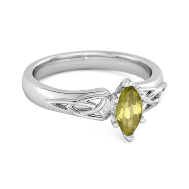 Keltisk Peridotring 925 Sterling Silver Trinityknut Bandring