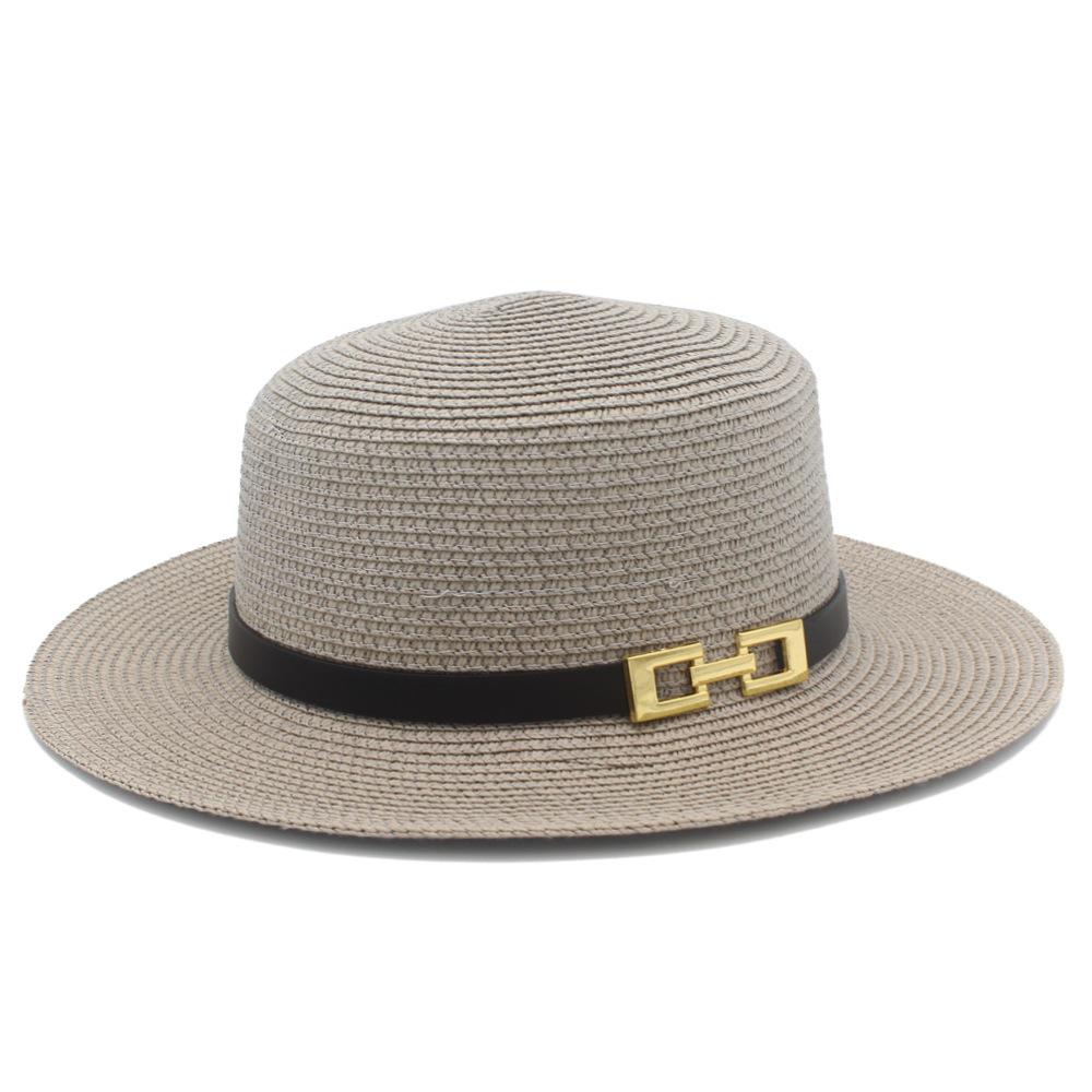 French Flat-top Straw Hat Women's New Spring and Summer Seaside Beach Hat Outdoor Sunscreen Sunshade Retro Straw Top Hat