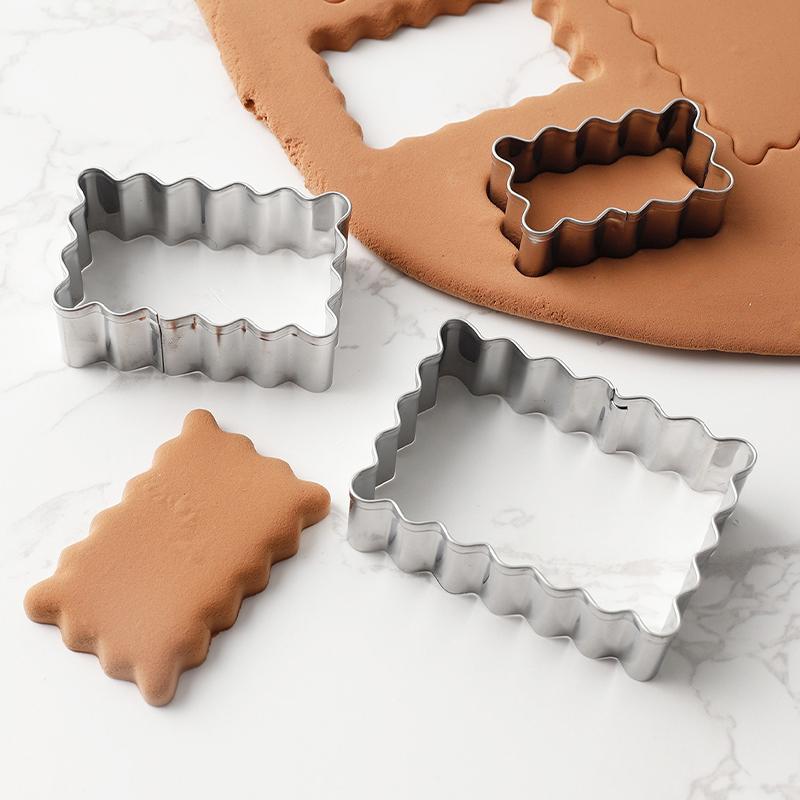 3 Buc Rămă Binecuvântare Formă Inox Formă Biscuit Val Dreptunghi/Pătrat Tăietor Cookie Nuntă Fondant Decorare Tort Formă Copt