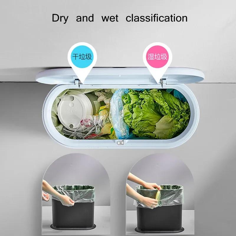 Narrow Flat Trash Can with Lid Cute Bear Toilet Paper Basket Living Room Bathroom Slot Trash Basket Free Garbage Bags