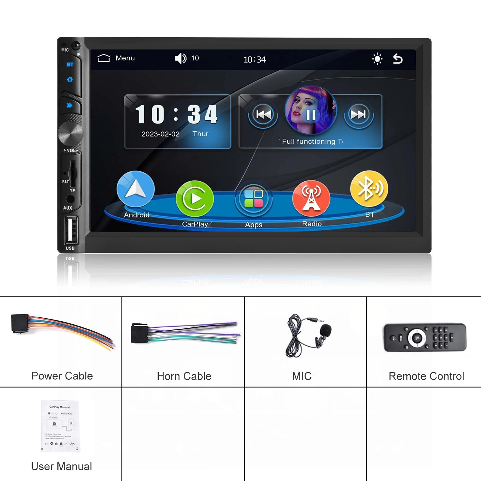 Podofo 2din CarPlay Android Auto Car Radio Universally 7inch Multimedia Player MP5 Player FM Stereo Receiver Autoradio Head Unit MP5 CarPlay