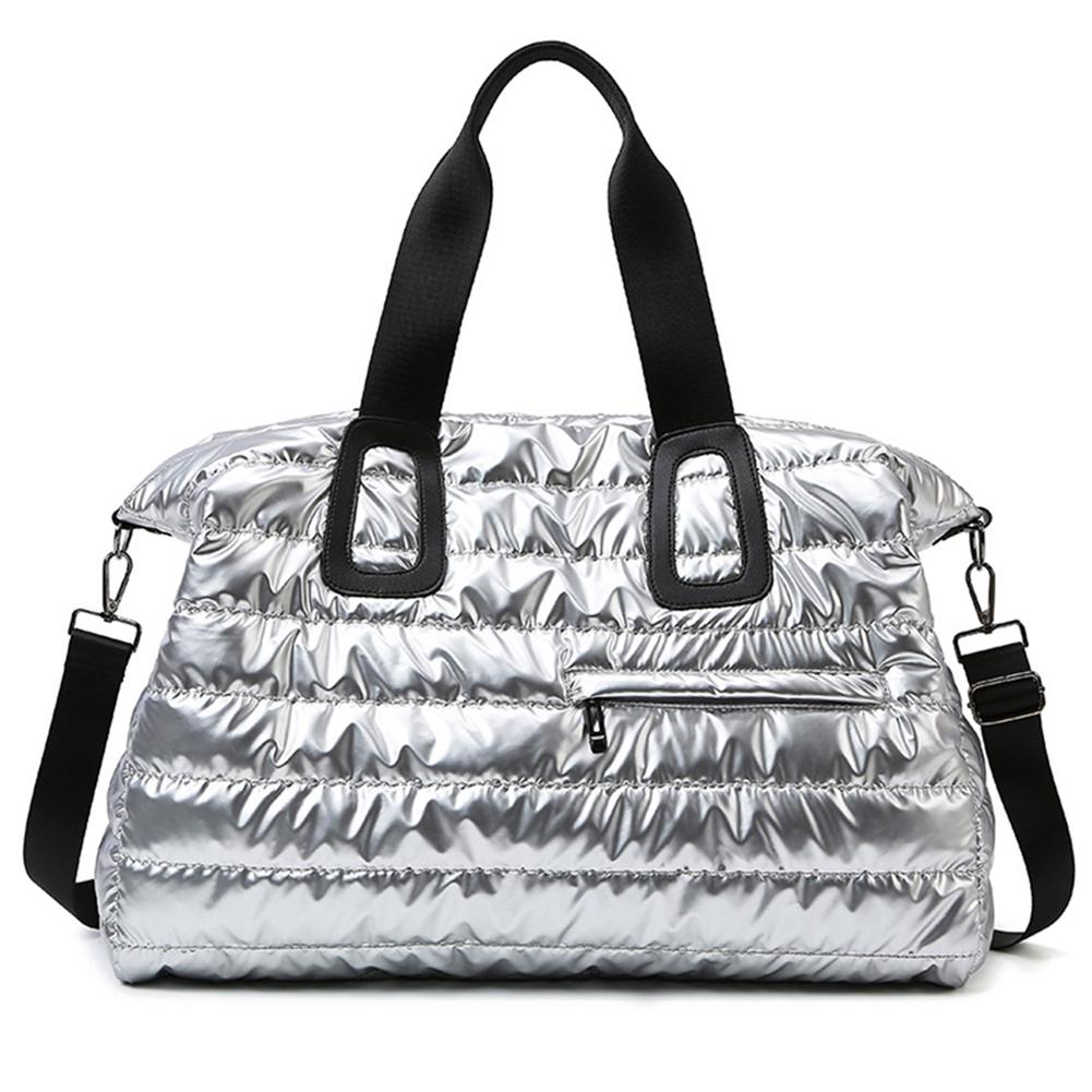 

Розділення мокрого та сухого Вихідні Сумки Велика місткість Стегана Сумка для спортзалу Багатофункціональна М яка Сумка через плече Водонепроникна для спортзалу Спорту срібний