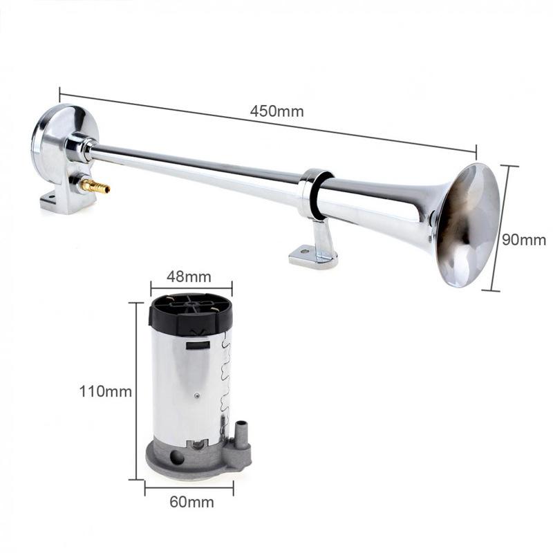 Universal 17inch Single Trumpet Car Air Horn 12V Compressor 150DB Super Loud Air Hose Car Horn Speaker for Truck Boat Motorcycle