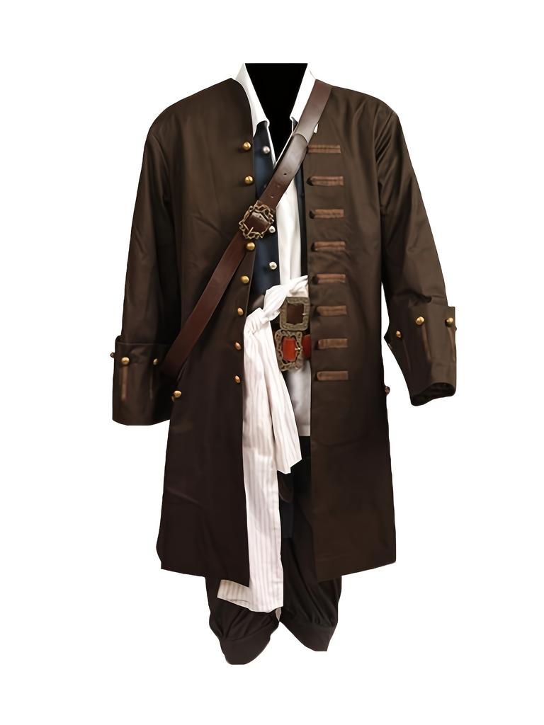 Movie Pirates Of The Caribbean Cosplay Costume Jack Sparrow Cosplay Full Set CostumeFor Men Adult