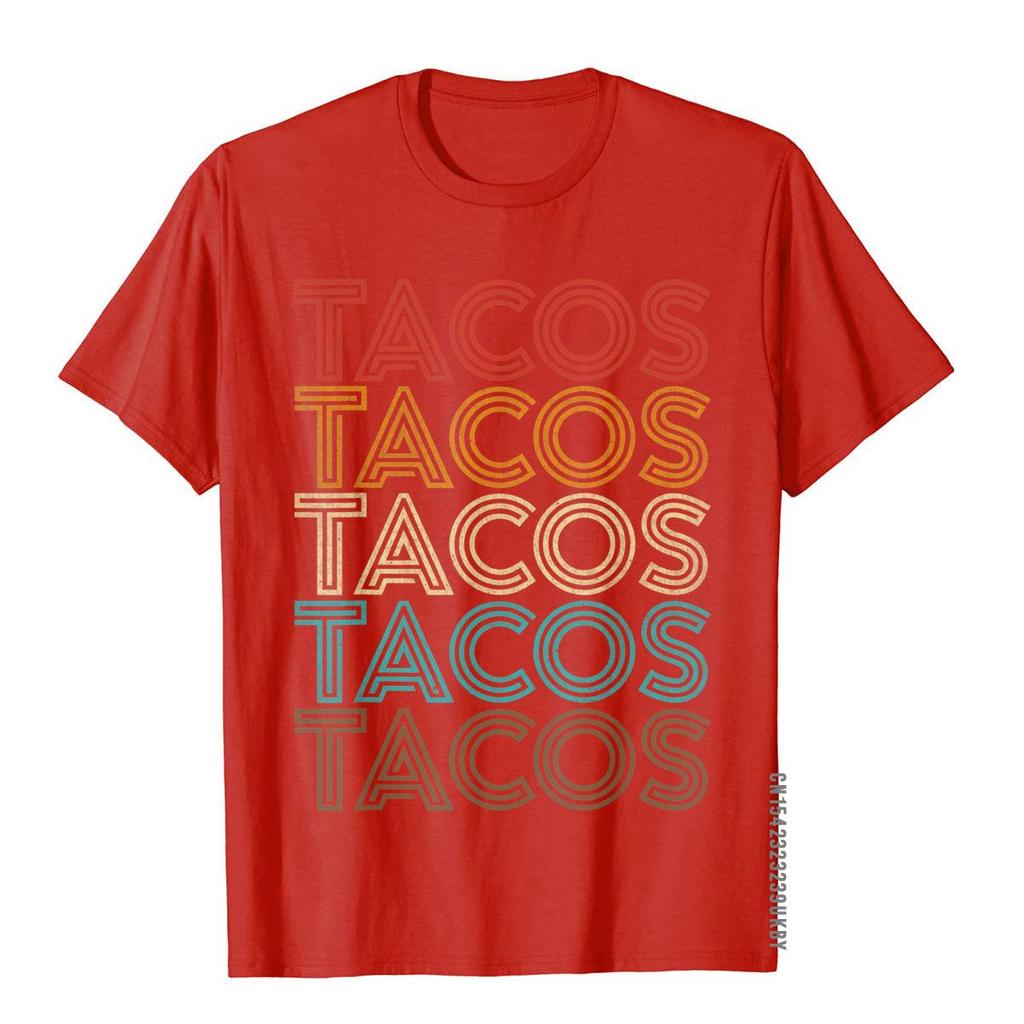 Retro Vintage Tacos Tuesday Mexican Food Party Funny Gift T-Shirt Comics T Shirts For Adult Cotton Tees Holiday Plain