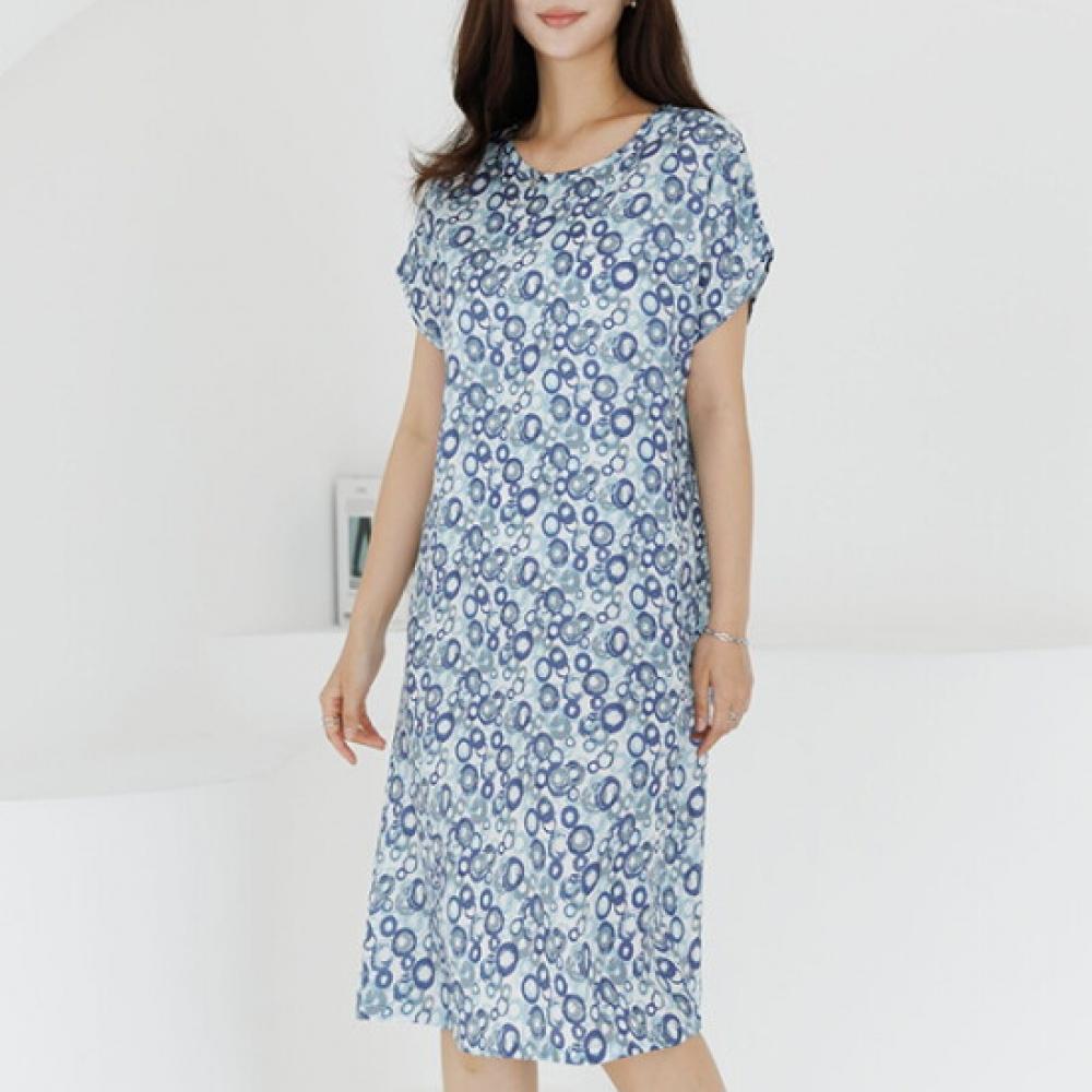 Dedra Women Pattern Short Sleeve Cooling Dress Ope3016