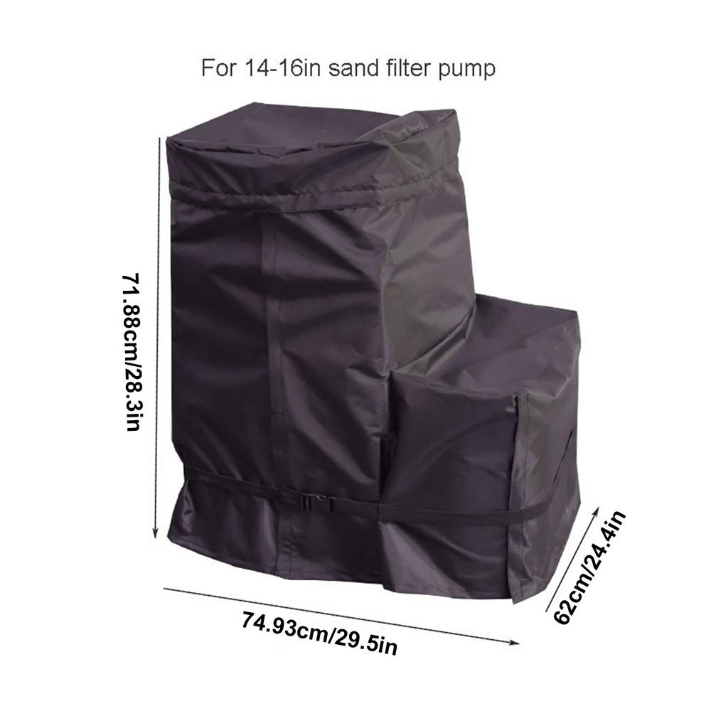 

Sand Filter Pump Cover Waterproof Sand Pool Filters Cover 420D Oxford Pool Accessories Two-Way Zipper for Above Ground Pools чорний