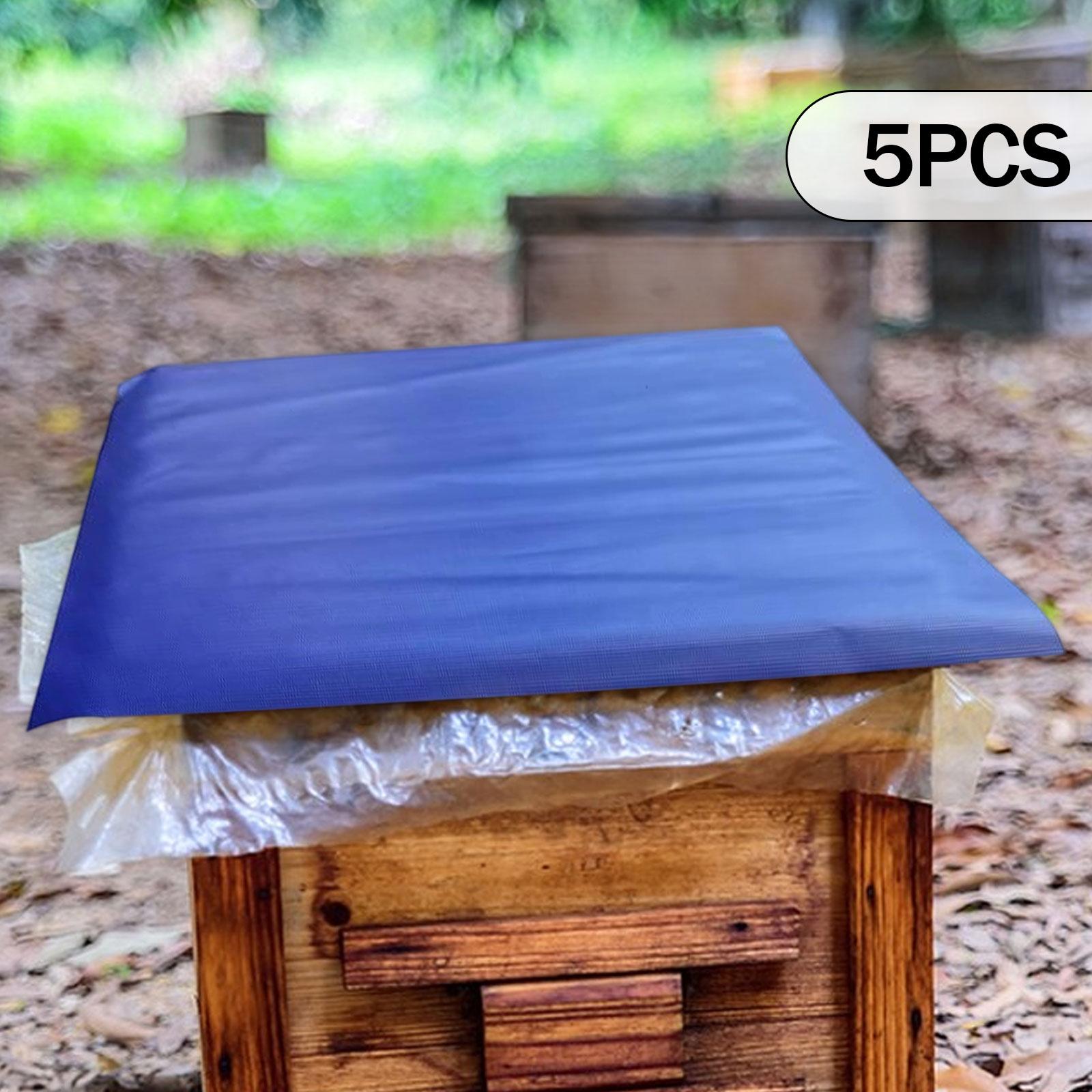 

5 Pieces Beehive Cover Rainproof Cloth 50x60 cm Waterproof PVC Wear Resistant синій