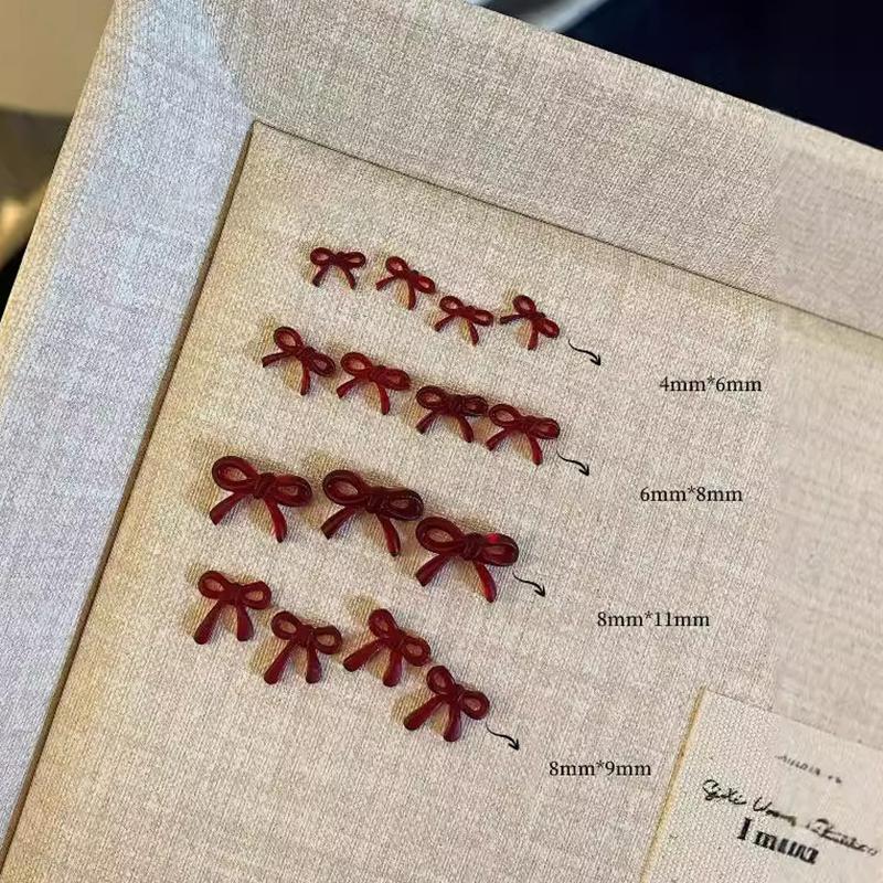 30 ks/sáček Mašličky Nail Art Mašličky DIY Ozdoby Mašle Designové Dílky Červené Roztomilé Manikúrní Potřeby