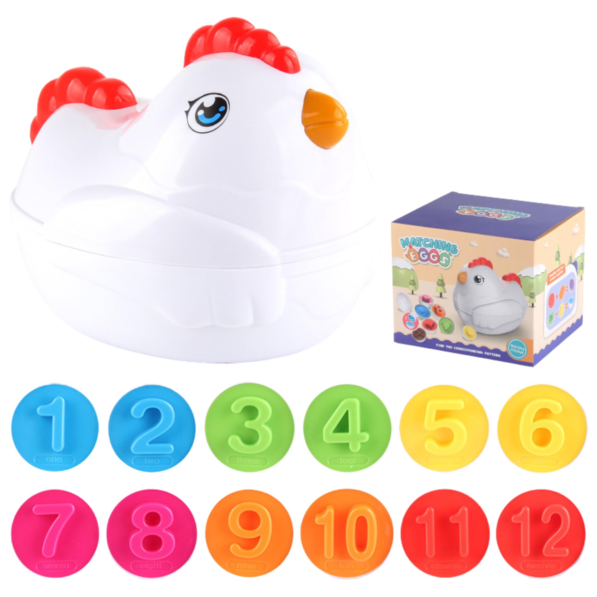 

NASSIA Montessori Shape Matching Eggs, Interlocking Toy with Number and Color Recognition, Gift
