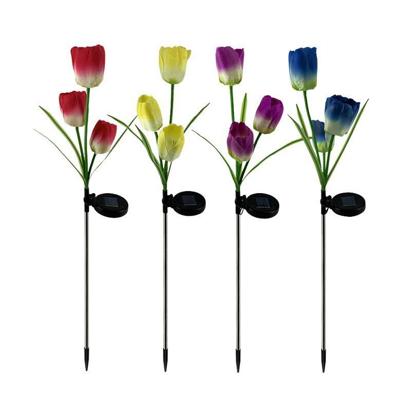 Three Head Tulip Lantern Solar Outdoor Light Courtyard Decoration Light Landscape Light