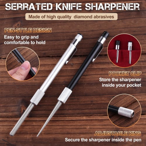 SPEEDWOX 2-Piece Diamond Sharpener Pen Set, Diamond Retractable Knife Sharpener, Serrated Knife Sharpener, Multi-Function Sharpener, Easy-to-Use Sharp