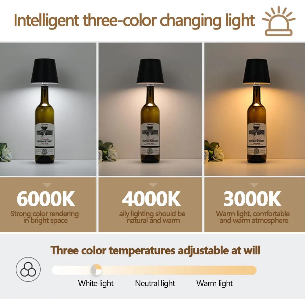 Wireless Wine Bottle Lamp Type-C Charging Touch Control Wine Bottle Light Dimming LED Table Lamp Bar Cafe Atmosphere Night Light