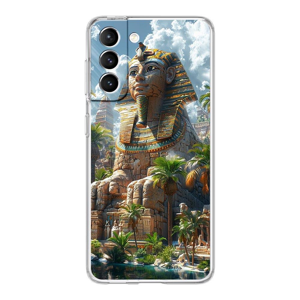Phone Case For Samsung Galaxy S25 S24 S23 FE S22 Ultra S20 S21 5G S10 Plus S10E Soft Clear Cover Ancient Egypt God pyramid