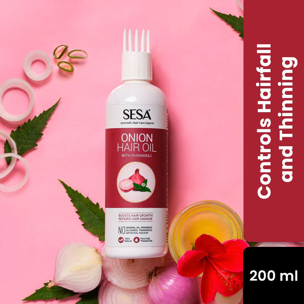 SESA Onion Hair Oil With Bhringraj Comb Applicator For Hair Fall Control & Growth 200ml Pack Of 1 Paraben Free Ayurvedic Care
