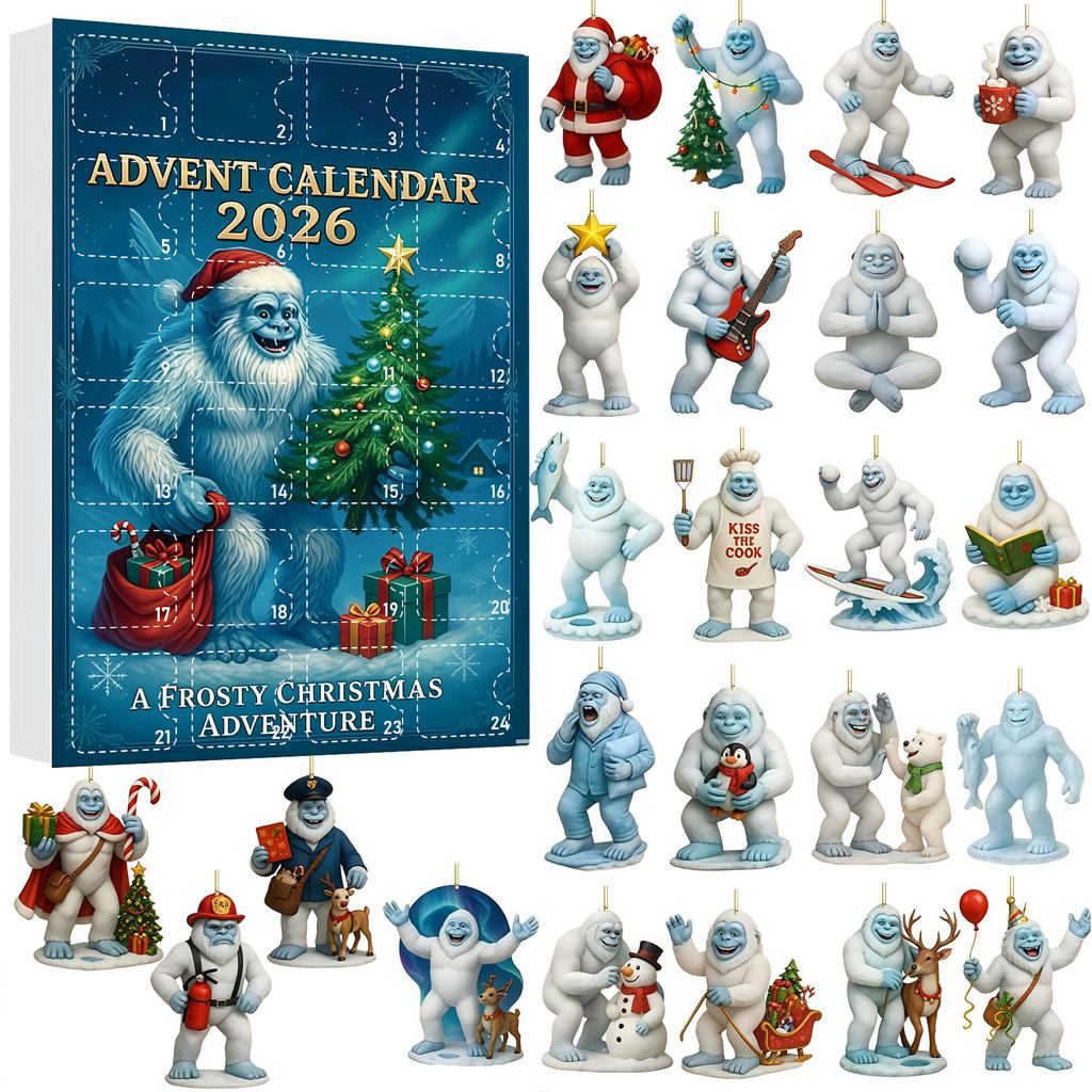 Christmas Countdown Hanging Ornament Set, 2D Flat Snowman Design for Winter Holiday Decor