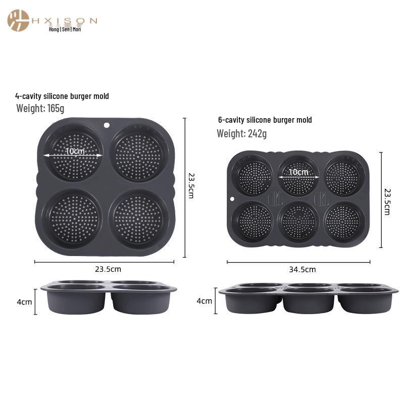 High-Temperature Resistant Silicone Burger and Bread Mold with Perforations