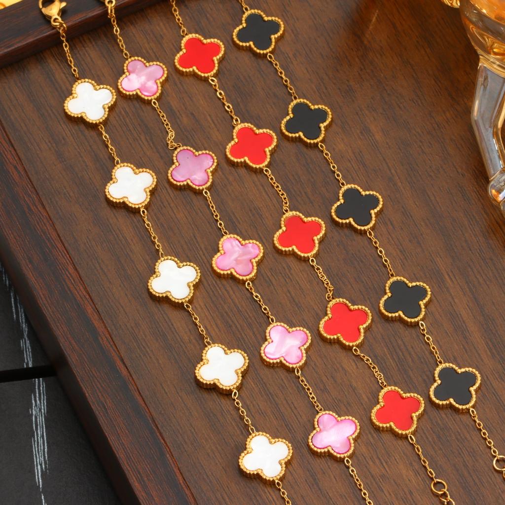Four-leaf Clover Titanium Steel Bracelet Fashionable and Luxurious Jewelry for Women Colorfast and Simple