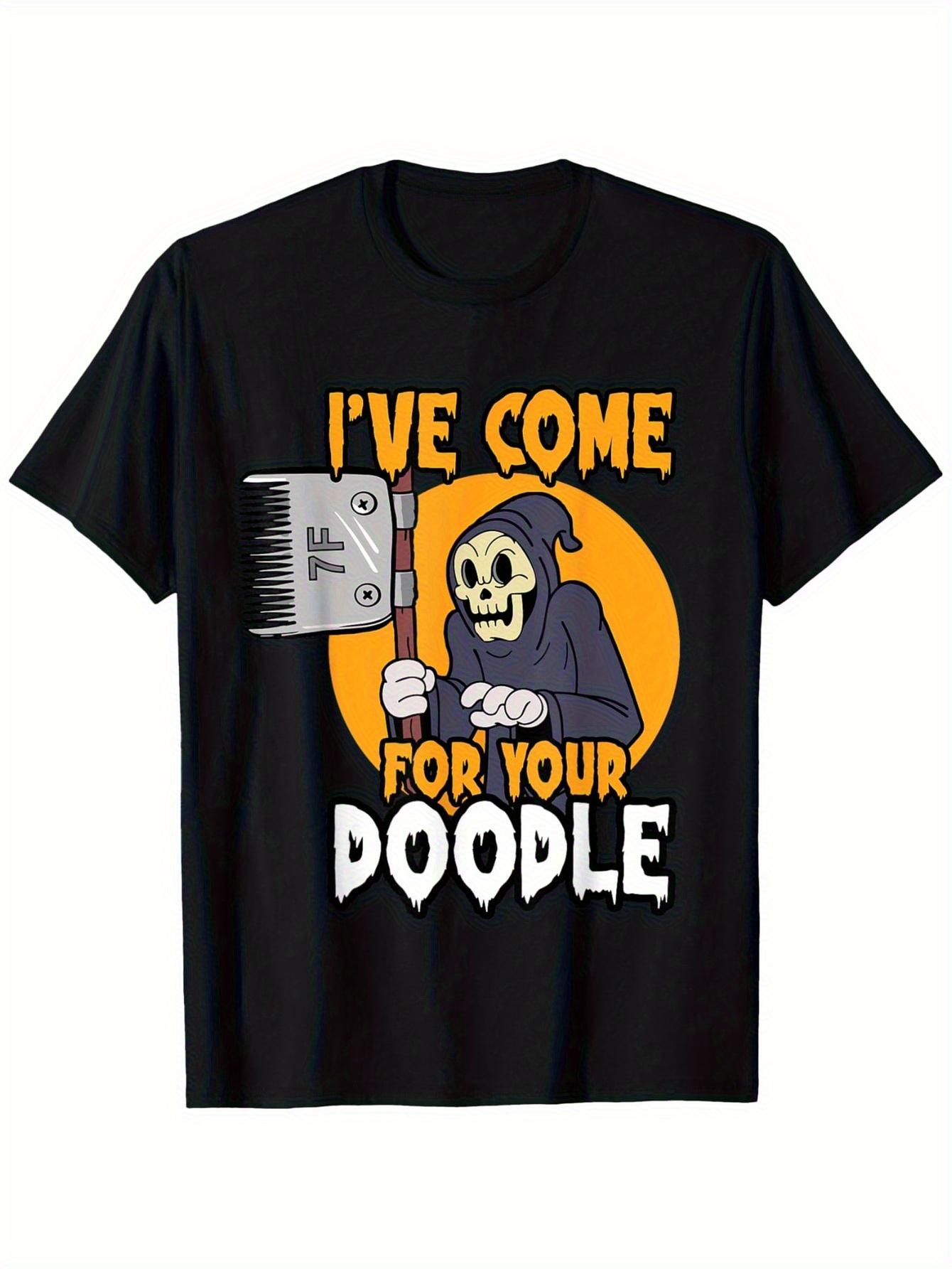 Funny Dog Groomer Brushing Your Dog Grooming Reaper Halloween Fashion Versatile Cotton T-shirt L