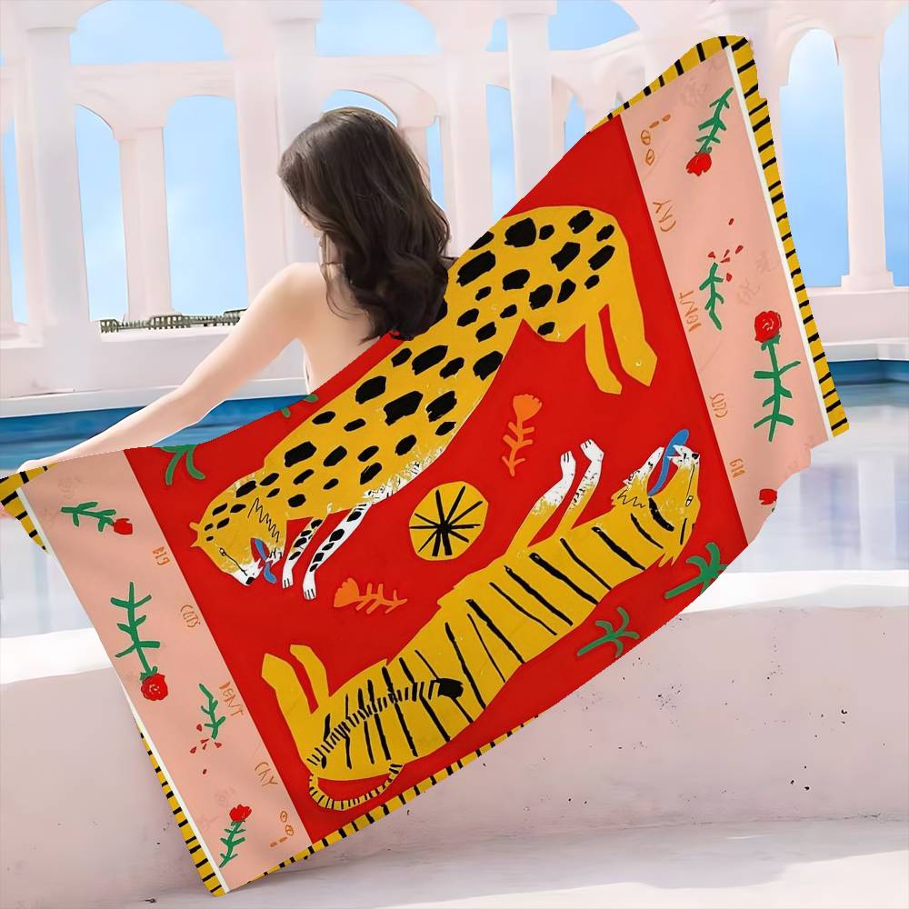 Égypte Tigre Abstrait Coloré Grande Serviette de Plage en Microfibre Serviette à Séchage Rapide Serviettes de Plage Sablonneuses Serviette de Piscine pour Voyage Natation Piscine Yoga