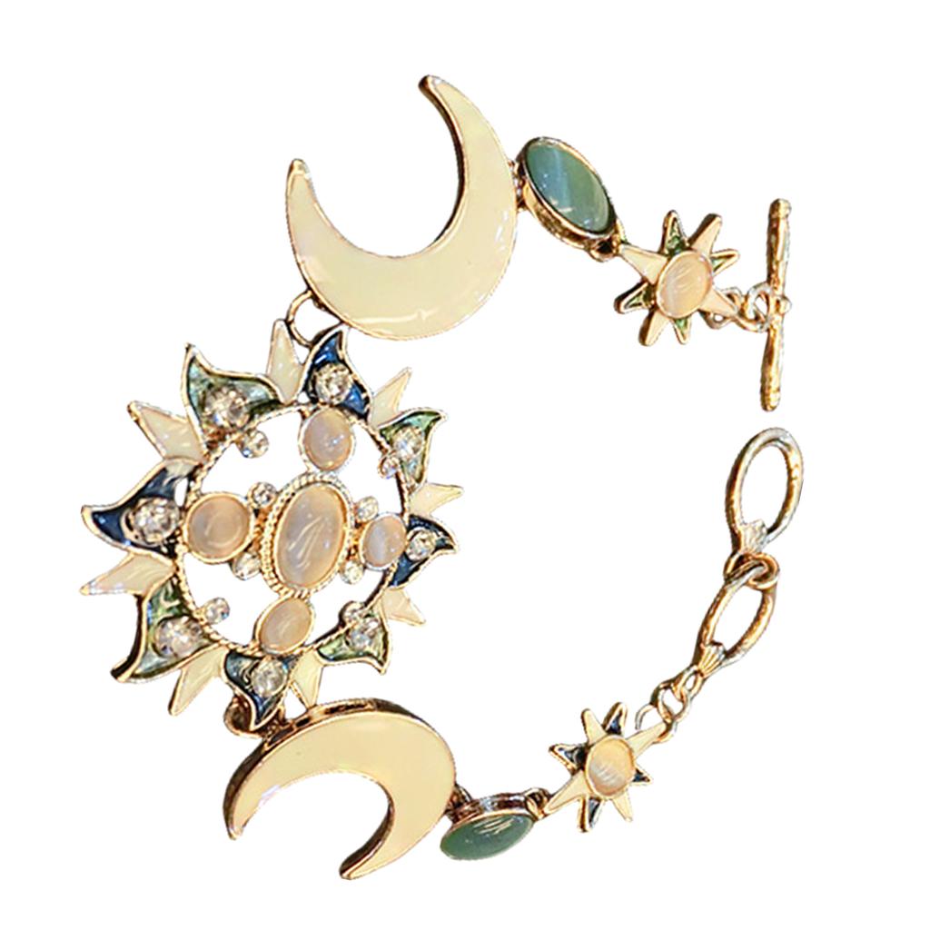 Elegant Sun Moon Star Shape Bracelet Featuring Natural Rhinestones Opal In Bohemian Style for Daily Wear Dates Parties