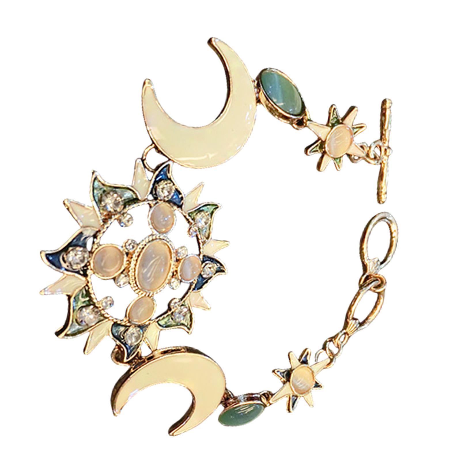 

Элегантный браслет в форме звезды «Солнце, Луна» с натуральными стразами и опалом в стиле бохо для повседневного ношения, свиданий, вечеринок 1