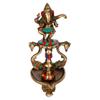 Pure Brass Dancing Ganesha Diya Oil Lamp Idol, Ganesh On Swan Showpiece -8 Inch