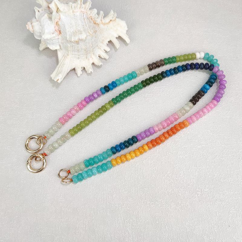 Women's Summer Crystal Rainbow Abacus Bead Necklace