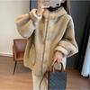 Imitation Lamb Wool Hooded Coat For Women Fall Winter Coat Button New Korean Style Small Loose Slimming And All-Matching Top
