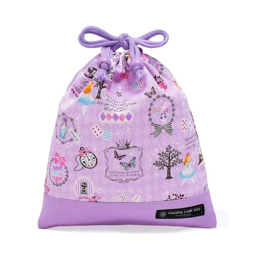 COLORFUL CANDY STYLE Girls' Drawstring Lunch Bag, Perfect for Middle and Elementary School Students, Stylish and Cute, Featuring Alice and the Wonderl
