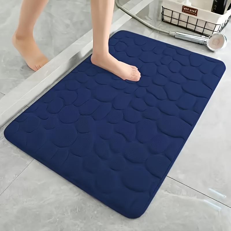Cobblestone Embossed Memory Foam Bath Mat Non-Slip Absorbent Shower Rug for Bathroom Floor Tub Decor