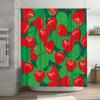 Strawberry Shower Curtain with Green Leaves Decorative Fabric Printed for Bathroom Hanging Decoration