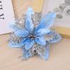10PCS Poinsettia Christmas Flowers Decoration Artificial Glitter Christmas Tree Ornaments Xmas Party Wreath DIY Garland Decor