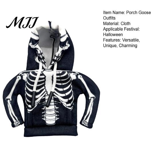 Miniature Goose Clothing Desk Outfits Mini Hoodies 7-Inch Table Personality Enhancers Skull Sweatshirts Halloween Seasonal Decoration Unique