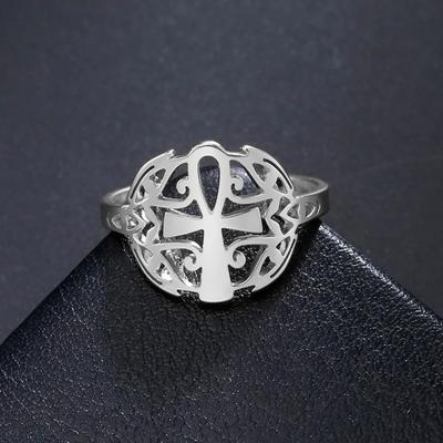 LIKGREAT Ancient Egypt The Eye Of Horus Finger Rings for Women Vintage Ankh Symbol Stainless Steel Ring Jewelry Halloween Gift
