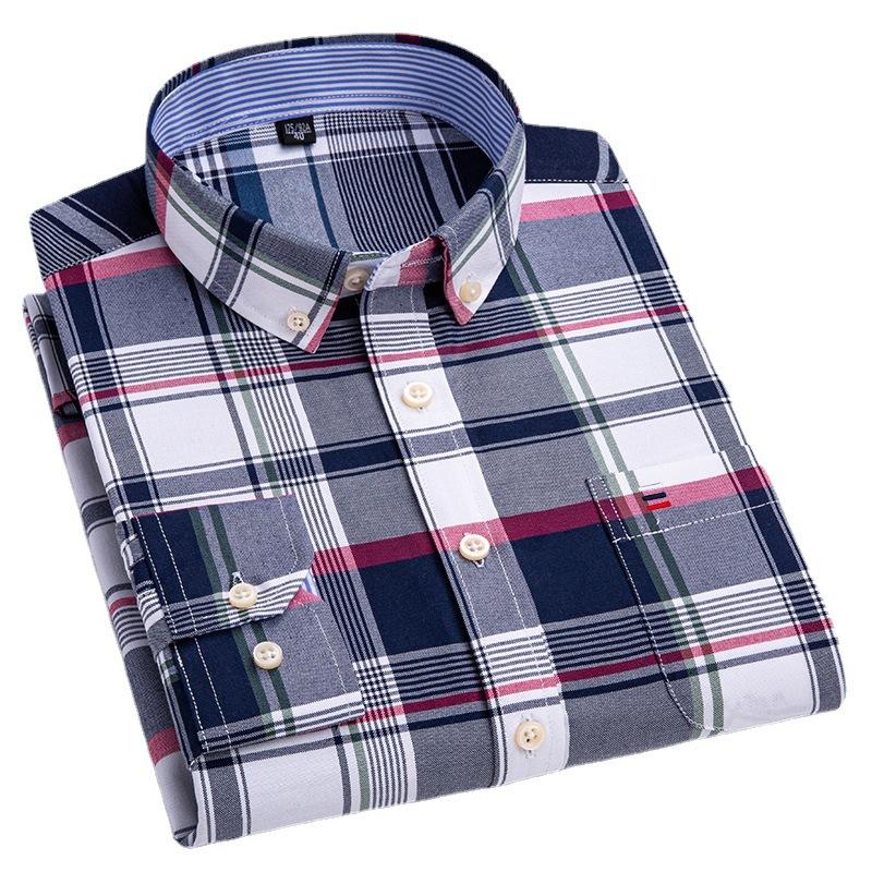 New Size S -7XL Blue Men Shirt Long Sleeve 100% Cotton Oxford Soft Comfortable Regular Fit Quality Business Man Casual Shirts